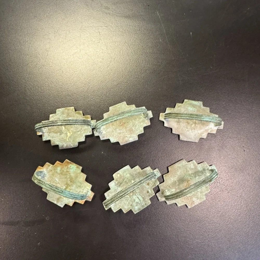 Green Southwest Shape Metal Napkin Ring Holders‎ Desert Set of 6 Nice Patina